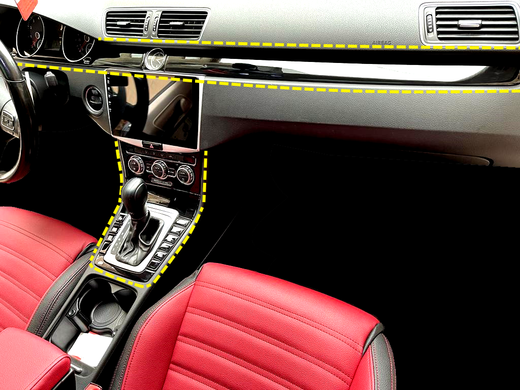 For Passat CC Trim Console Dashboard Decor Frame Set Cockpit Decor Dashboard Kit Wood Carbon Silver Piano Black Trim Cover Coating Set