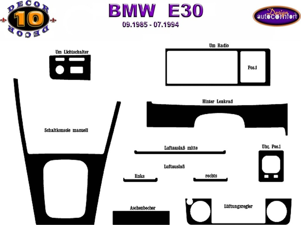 Bmw E30 Console/Mahogany Trim 1985-1994 10.pcs (522512777)-Silver