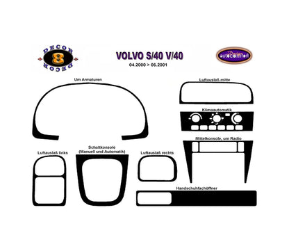 Volvo S40 Console/Mahogany Trim Digital A/C 2001+-Mahogany