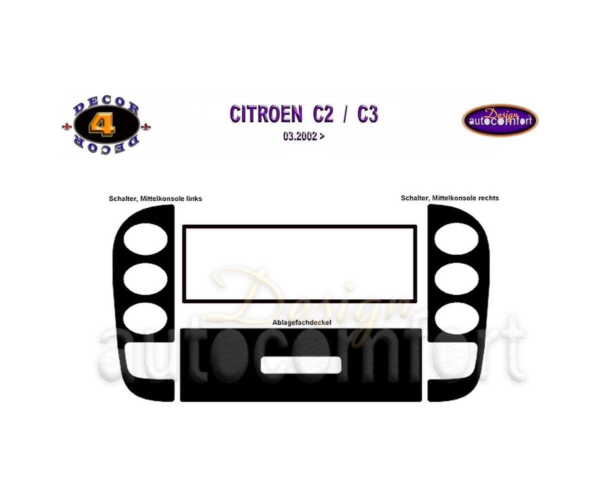 Citroen C2 Console/Mahogany Trim 2003+ 4.pcs (522076003)-Silver