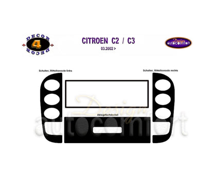 Citroen C2 Console/Mahogany Trim 2003+ 4.pcs (522076003)-Silver