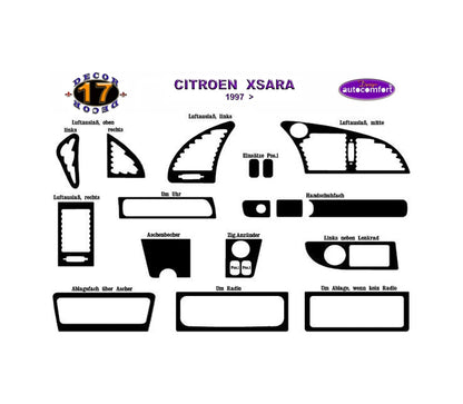 Citroen Xsara Console/Mahogany Trim 1997+ 17.pcs (522112840)-Carbon
