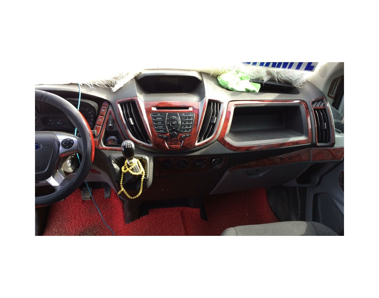 Ford Transit 2015-2018 Console Trim Full Set-Mahogany (Wood)