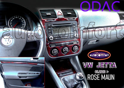 Volkswagen Golf 5 Console/Mahogany Trim 2003+ 22 Piece Full Set-Silver-Included Not