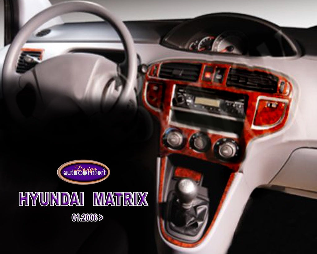 Hyundai Matrix Console/Mahogany Trim 2006+ 13.pcs (521805520)-Piano Black
