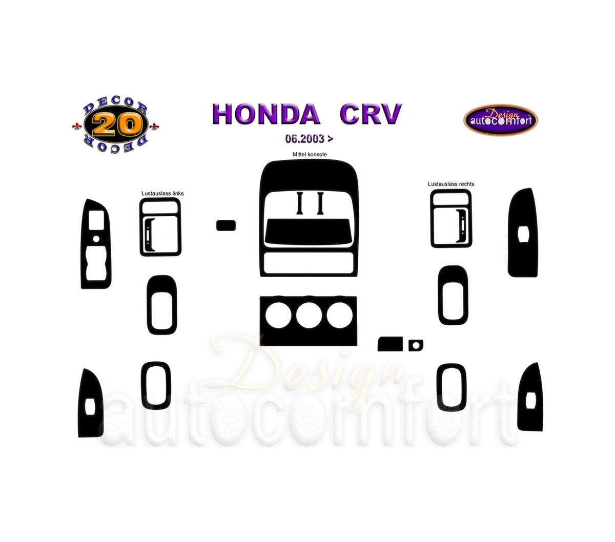 Honda Cr-V Console/Mahogany Trim 2003-2007 20.pcs (522002675)-Silver