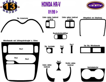 Honda Hr-V Console/Mahogany Trim 1999+ 13.pcs (522219447)-Piyah Black
