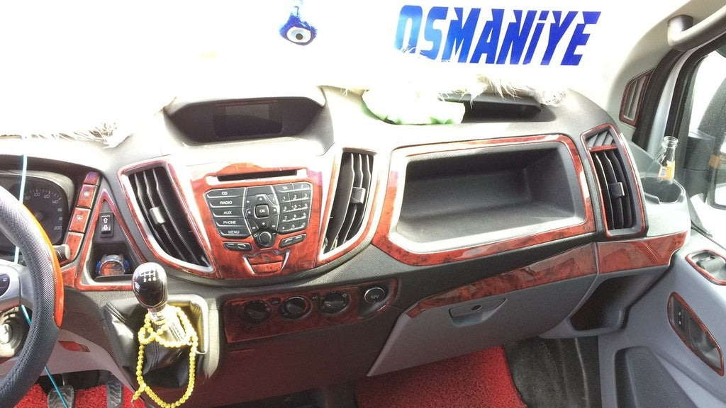 Ford Transit 2015-2018 Console Trim Full Set-Mahogany (Wood)