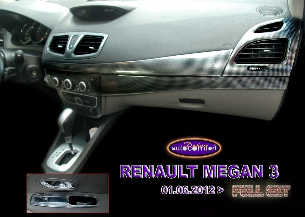 Renault Megane 3 Console/Mahogany Trim Full Set 4 Color (522050199)-Mahogany