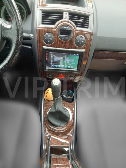 For Megane 2 Trim Console Dashboard Decor Frame Set Cockpit Decor Dashboard Kit Wood Carbon Silver Black Trim Cover Coating Set Plus 50pcs