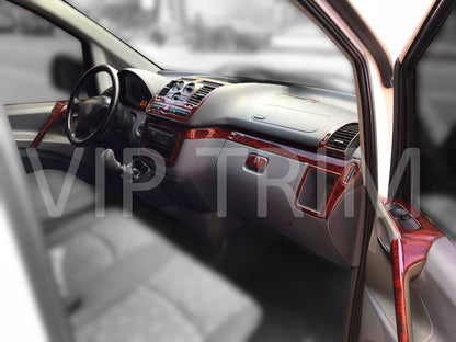 For Mercedes Vito, Viano W639 Trim Cover Coating Set Console Dashboard Decor Frame Set Cockpit Decor Dashboard Kit Wood Carbon Silver Black