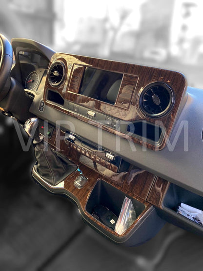 For Mercedes Sprinter W907 2020+ Trim Console Dashboard Decor Frame Set Cockpit Decor Dashboard Kit Wood Carbon Silver Black Cover Coating