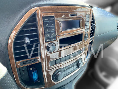For Mercedes Vito V Class W447 2014+ Trim Console Dashboard Decor Frame Set Cockpit Decor Dashboard Kit Wood Carbon Black Cover Coating