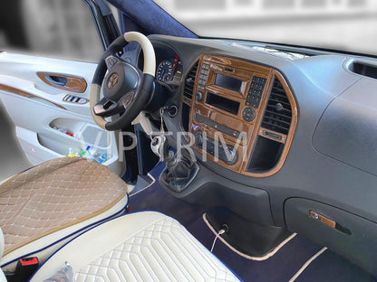 For Mercedes Vito V Class W447 2014+ Trim Console Dashboard Decor Frame Set Cockpit Decor Dashboard Kit Wood Carbon Black Cover Coating