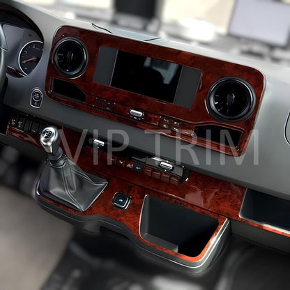 For Mercedes Sprinter 2020+ W907 Console Dashboard Decor Frame Set Cockpit Decor Dashboard Kit Wood Carbon Black Trim Cover Coating